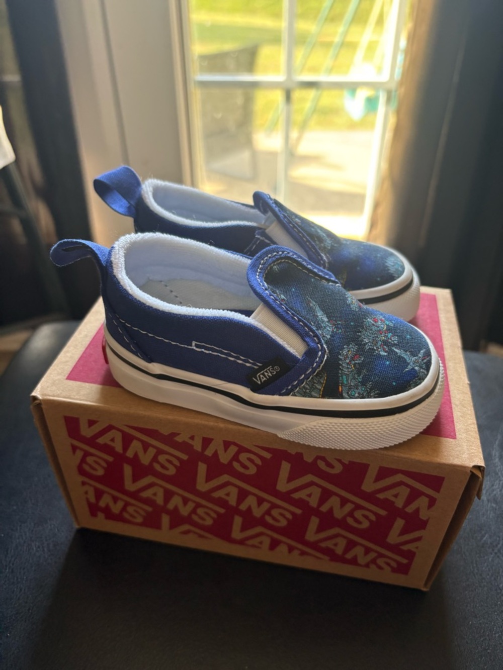 Vans Toddler Slip-On Shoes in Robotic Dino Print